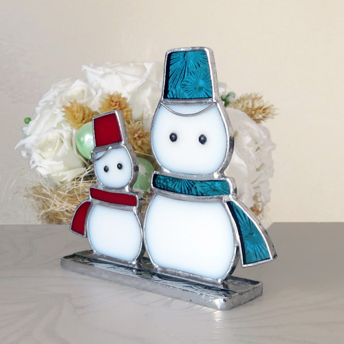 ステンドグラス 雪だるま 親子 その他インテリア雑貨 pi-tyan 通販