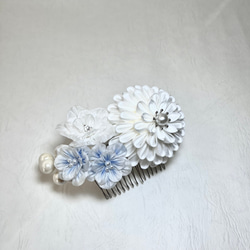 【白雪】正絹つまみ細工のヘアアクセサリー　結婚式　成人式　卒業式 6枚目の画像