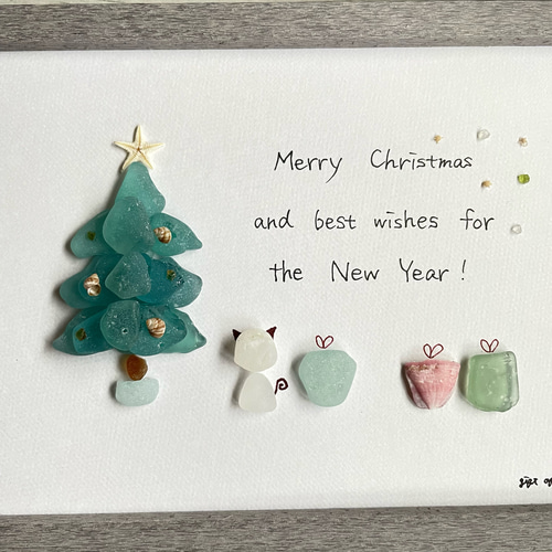 シーグラスアート『♡ Merry Merry Christmas♡』 シーグラスアート