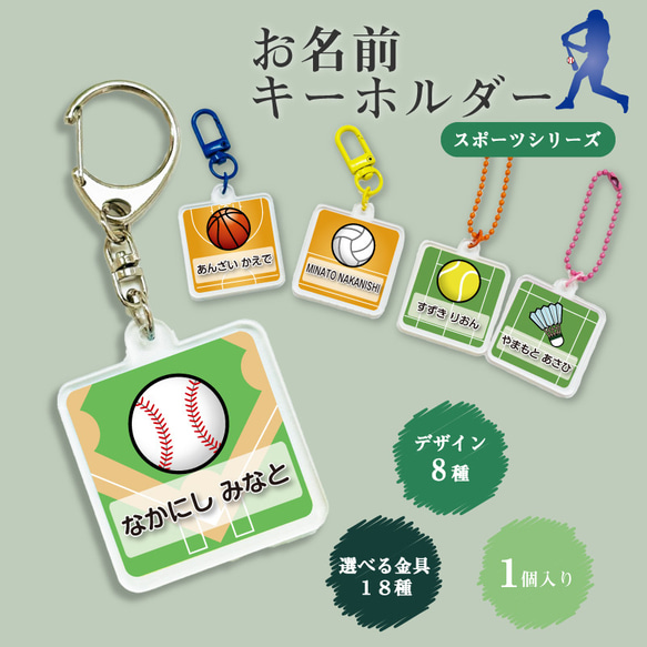 名入れ アクリル キーホルダー（１個） 入園 入学 プレゼント プチギフトに （ スポーツシリーズ） 1枚目の画像