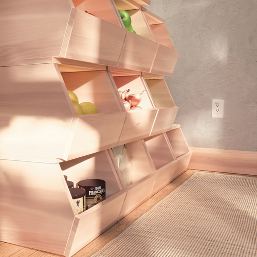 スタッキング収納箱｜野菜入れパントリー箱 パイン材 オイル仕上げ 棚