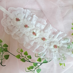 薔薇モチーフとパールのヘッドドレス♡ホワイト 6枚目の画像