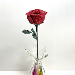 Yilin　HN006 バラ １本売り 薔薇 レットローズ 枯れない花 ハンドメイド かぎ針編みフラワー プレゼント 2枚目の画像