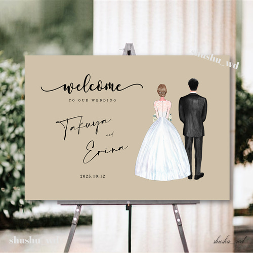 ＊オーダー＊ ウェディング ウェルカムボード wedding】ビーズと線画の刺繍ボード【オーダー】ウェディング
