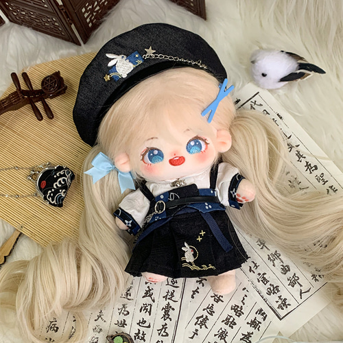 4点セット ミニ洋服 20cm 着せ替えぬいぐる服 中国風馬顔スカート 帽子  