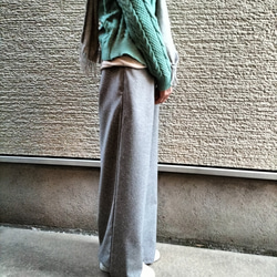 2025AW♥【イタリア製ウール100%】フルレングス『シャープ♥キュート』細見え・ワイドパンツ（グレー） 4枚目の画像