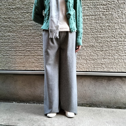 2025AW♥【イタリア製ウール100%】フルレングス『シャープ♥キュート』細見え・ワイドパンツ（グレー） 2枚目の画像