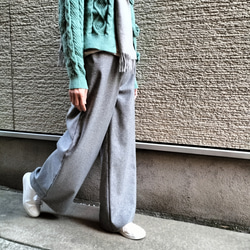 2025AW♥【イタリア製ウール100%】フルレングス『シャープ♥キュート』細見え・ワイドパンツ（グレー） 3枚目の画像