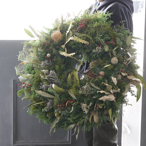 早割11/10まで】超特大70cm 生花リース クリスマスリース ディスプレイ