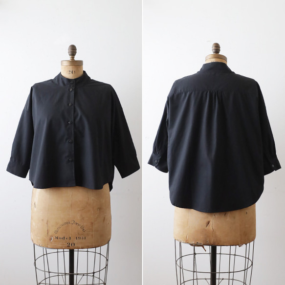 初夏ＳＡＬＥ　立襟　スタンドカラー　幅広　シャツ　ジャケット　ゆったり　前開き　ベビーキャンバスコットン　K61 11枚目の画像