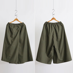 ⁂春支度ＳＡＬＥ　８８cm　巻きスカートに見える　ラップ パンツ　幅広ワイド　ベビーキャンバスコットン　カーキK75A 9枚目の画像
