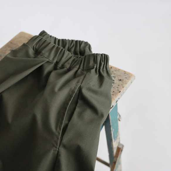 ⁂春支度ＳＡＬＥ　８８cm　巻きスカートに見える　ラップ パンツ　幅広ワイド　ベビーキャンバスコットン　カーキK75A 10枚目の画像