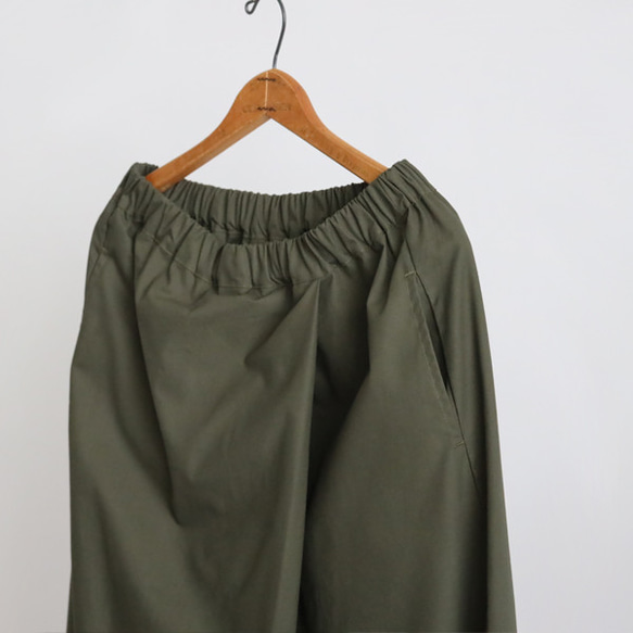 ⁂春支度ＳＡＬＥ　８８cm　巻きスカートに見える　ラップ パンツ　幅広ワイド　ベビーキャンバスコットン　カーキK75A 11枚目の画像