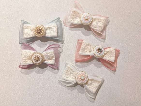 インド刺繍リボン×ビーズ刺繍の髪飾り〜winter ver. 〜 ペット服 