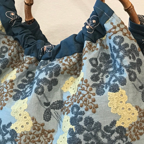 ミナペルホネン生地使用*バンブーバッグ*happy camouflage