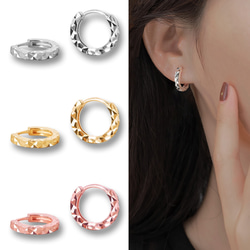耳環 18k金圈形耳環 簡約K18可折疊圈形耳環 鑽石切割女士18k金 第1張的照片