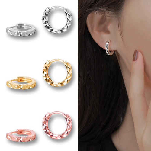 ピアス 18K アレルギー対応 レディース フープ ダイヤカット 中 ピアス 18K アレルギー対応 レディース フープ ダイヤカット 中