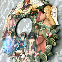 No.craft-14130/トールペイント「クリスマス・ウッドリース」聖夜キリスト誕生　50cm 2枚目の画像