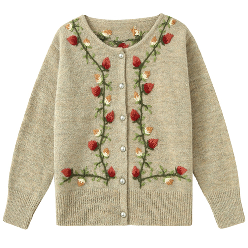 秋冬 スイートなスタイル ガーリッシュ 花の刺繍 ラウンドネック