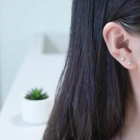 ピアス レディース 18K アレルギー対応 小さめ ゴールド シルバー925 花 フラワー プレゼント 仕事 7枚目の画像