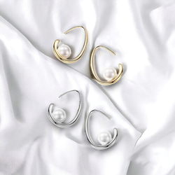 耳環珍珠 18K 金屬防過敏掛鉤女士金銀 925 珍珠禮物作品 第6張的照片
