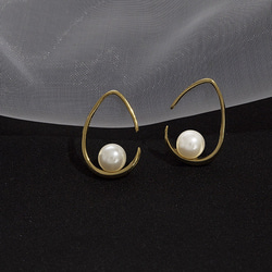 耳環珍珠 18K 金屬防過敏掛鉤女士金銀 925 珍珠禮物作品 第8張的照片