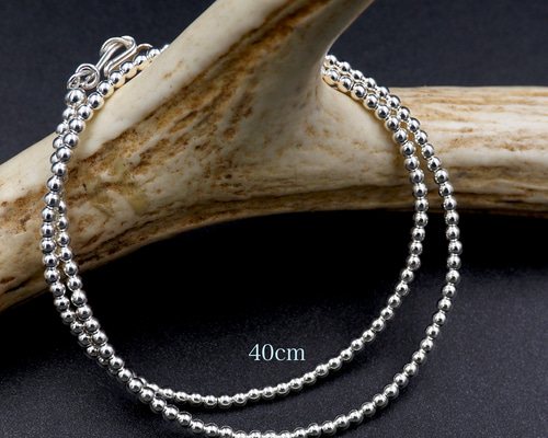 CNK88 ナバホパール シルバービーズネックレス 40cm 燻しなし