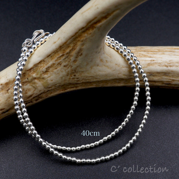 CNK88 ナバホパール シルバービーズネックレス 40cm 燻しなし