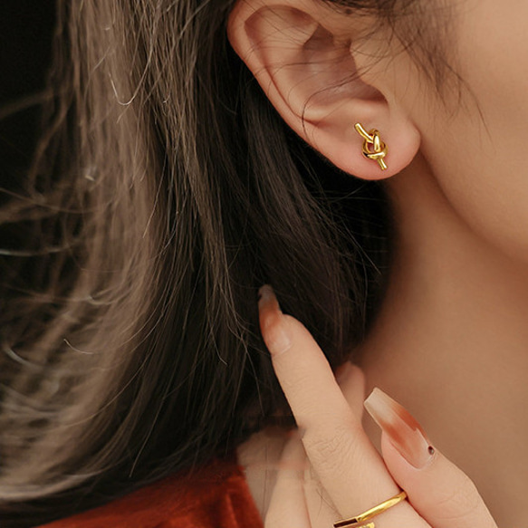 耳環 18K 金屬防過敏手術不鏽鋼女小結復古風格禮物作品 第4張的照片
