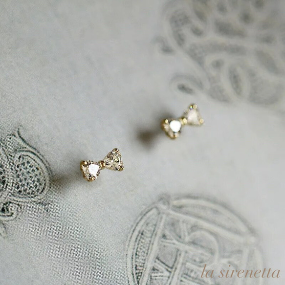 再販 リボン ピアス ♡ mini ribbon pierce*gold 4枚目の画像