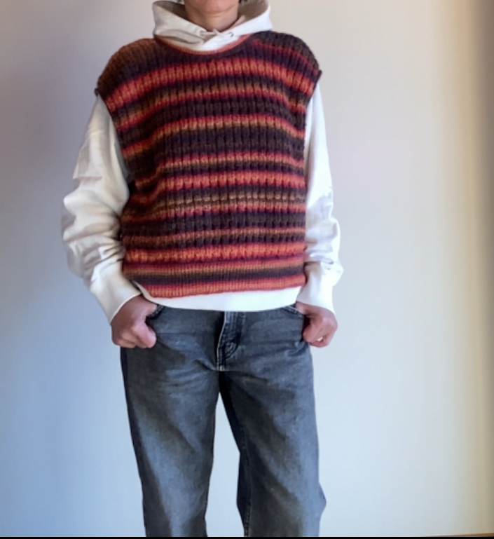 ニットベスト（MIX color）２WAY 手編み