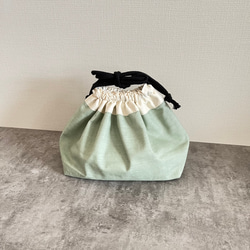ピスタチオカラーのお弁当袋　巾着　入園入学 3枚目の画像