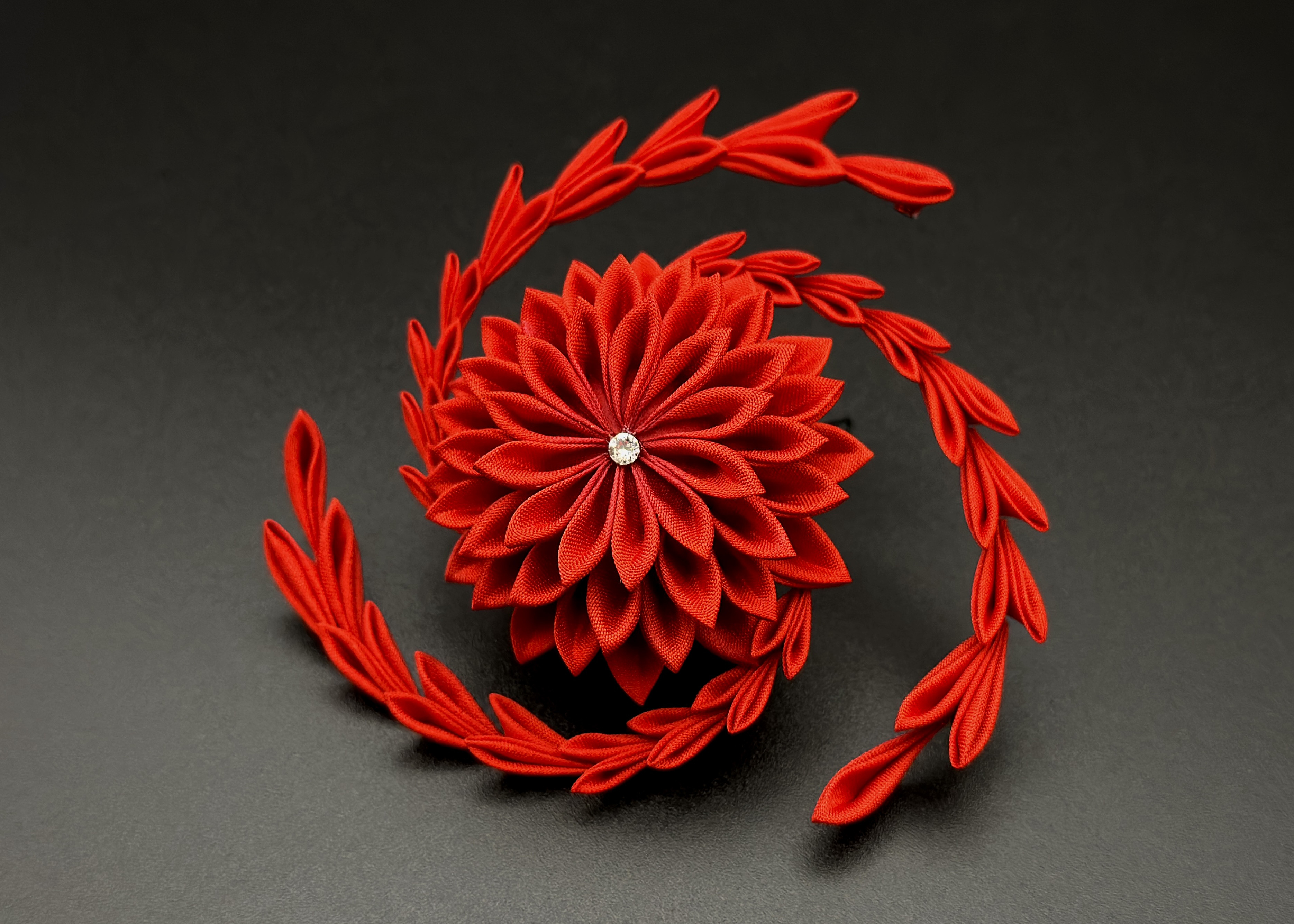 炎炎簪　（えんえんかんざし）　/つまみ細工　髪飾り　日本　和装　着物　結婚式　成人式　伝統工芸　舞妓　パーティ　華やか