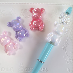 N1289 / カスタムボールペン(オーロラ) 猫ちゃんビーズ 薔薇 お花 N1289 / カスタムボールペン(オーロラ) 猫ちゃんビーズ 薔薇 お花