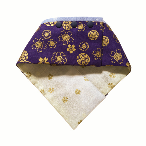 着物風 和風 犬用バンダナ 晴れ着 紫 節句 雛祭り お誕生日 結婚式