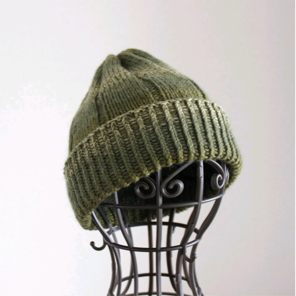 メランジニット帽子（グリーン） 3枚目の画像