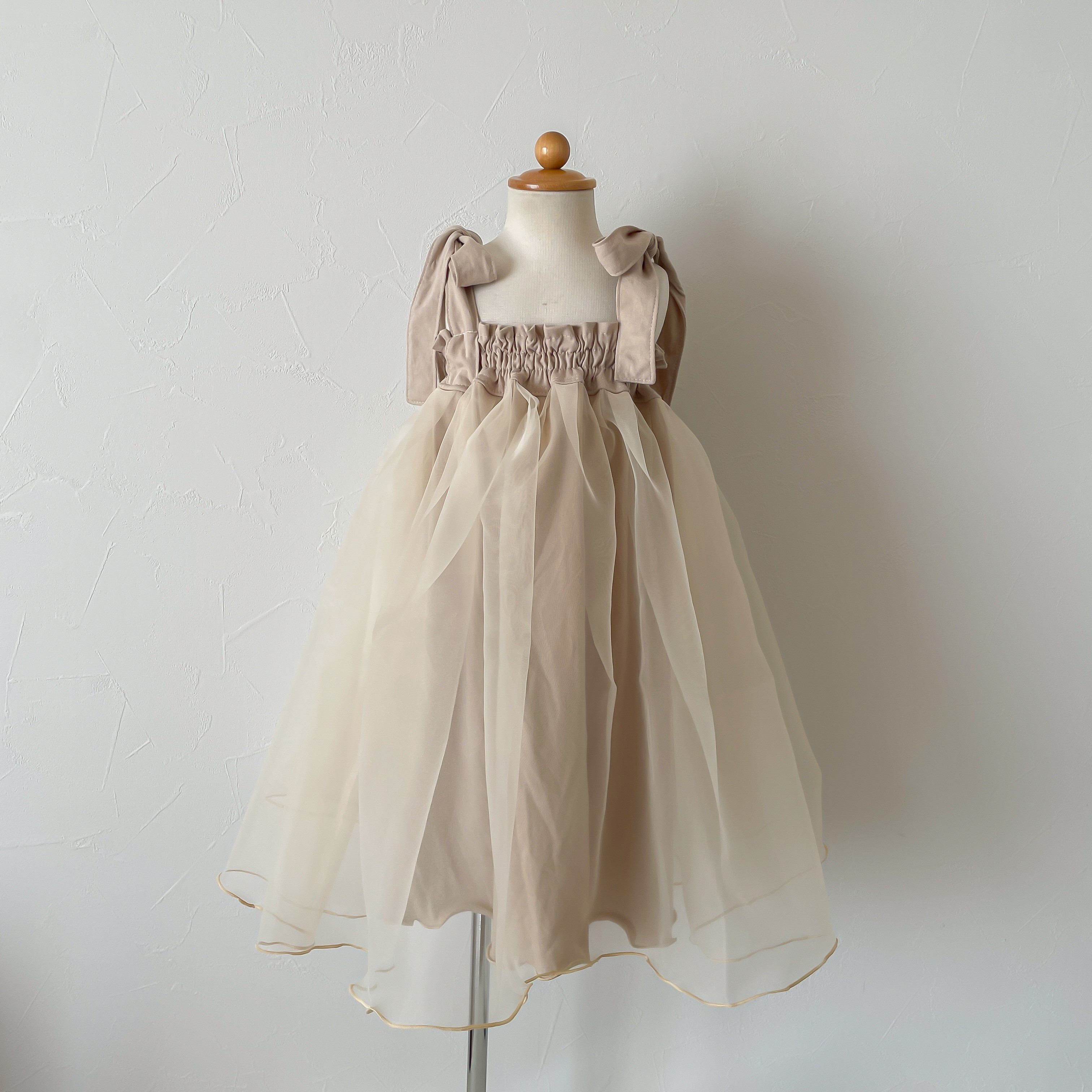 ドレス オーガンジードレス / セレモニードレス / ベビードレス / キッズドレス  / クリームベージュ