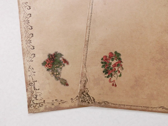 アンティーク風クラフト紙クリスマスギフト袋セット No.3　Lサイズ 5枚目の画像