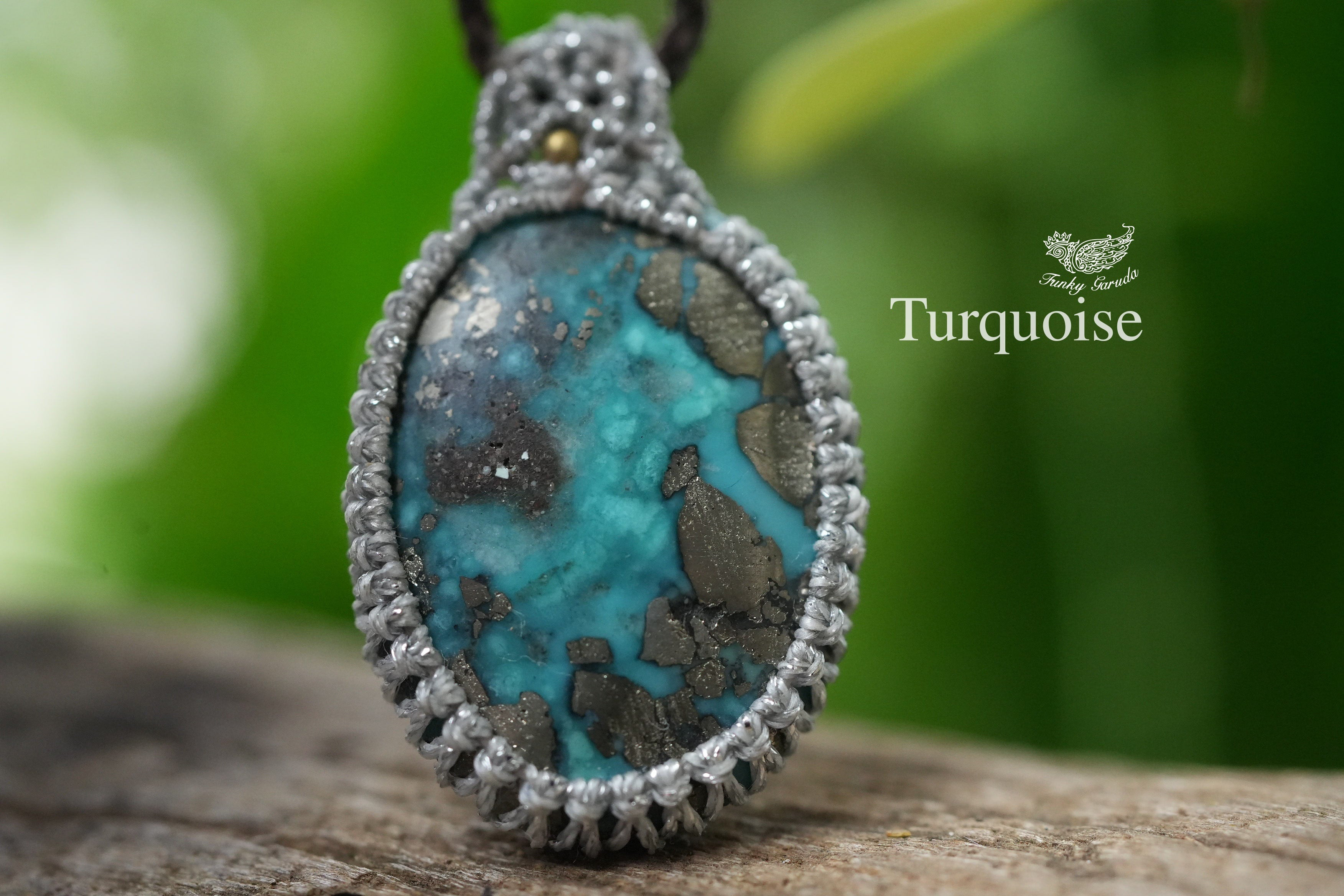 パイライトインターコイズ】マクラメフリルチョーカー