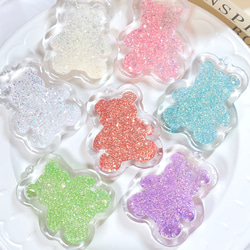 Clear Bear glitter keyring/クリアベアグリッターキーホルダー 1枚目の画像