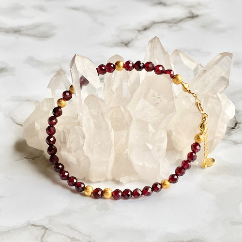 ガーネット天然石ブレスレット 1月誕生石 ブレスレット