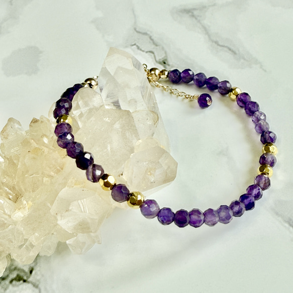 アメジスト天然石ブレスレット 心の癒し・家庭円満【2月誕生石】 6枚目の画像