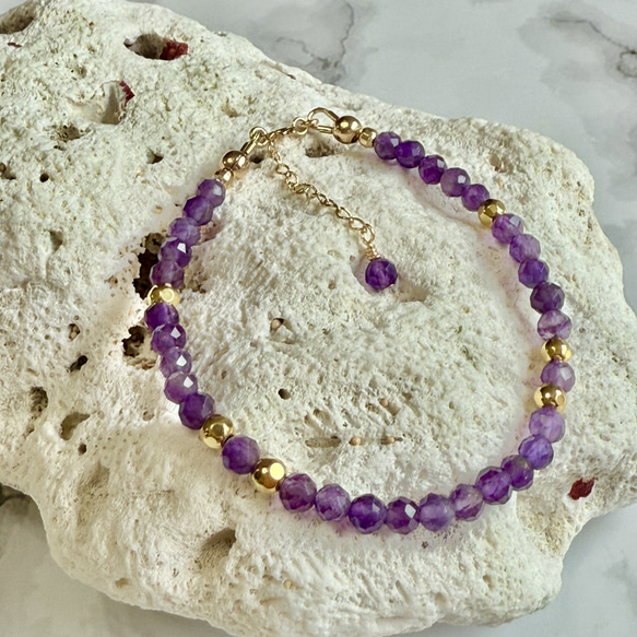 アメジスト天然石ブレスレット 心の癒し・家庭円満【2月誕生石】 5枚目の画像