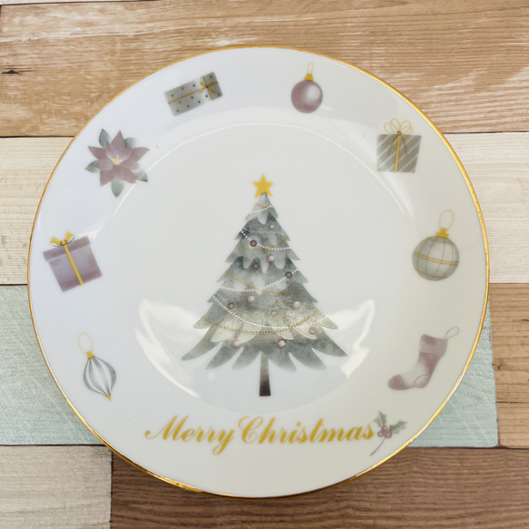 クリスマスプレート クリスマス ポーセラーツ 中皿 ポーセラーツサロン