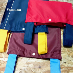 ナイロン トートバッグ レジ袋型 (カーキ✕紺&ライム tb-3rn 3) 5枚目の画像