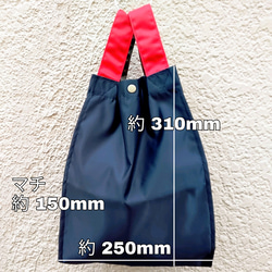 ナイロン トートバッグ レジ袋型 (カーキ✕紺&ライム tb-3rn 3) 4枚目の画像