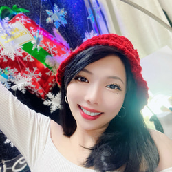 烈焰火紅青春冬日手札棉料粗線手織圓頂帽漁夫帽 picture hat/cloche 第8張的照片