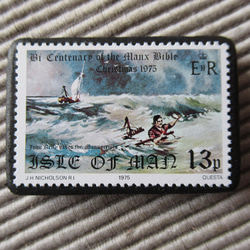 マン島　クリスマス切手ブローチ9147 1枚目の画像