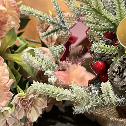 【アクリルキーホルダー ミラーピンク】クリスマスツリー モロッカン 贈り物 席札 1枚目の画像