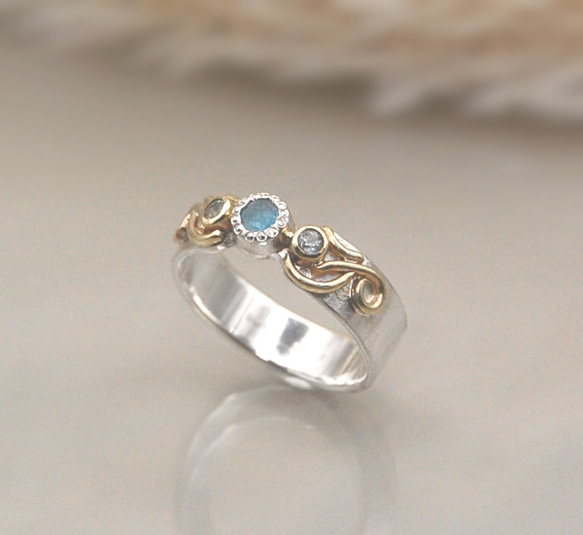 御伽噺の指環～Aquamarine＆Topaz Ring《送料無料》/SV950 1枚目の画像